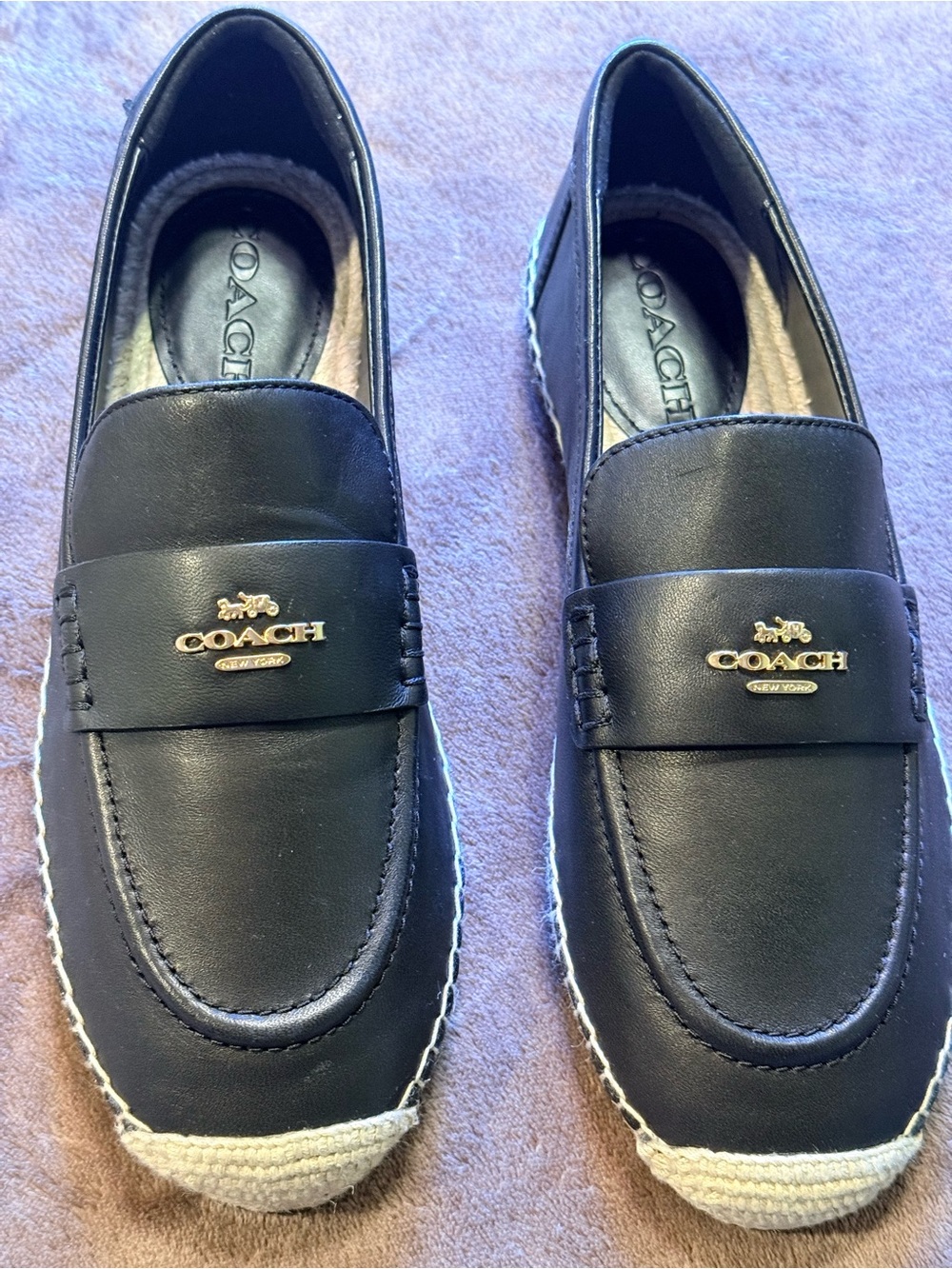 COACH women’s Black Leather Penny Loafers